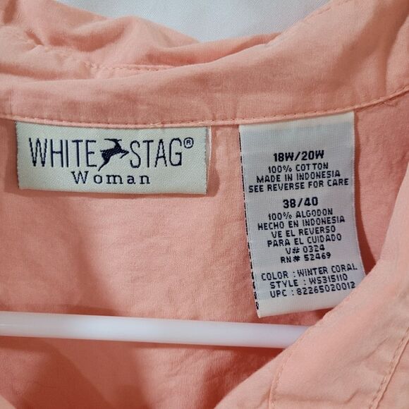 White Stag size 18w/20w womens orange button up collared shirt - Picture 5 of 5